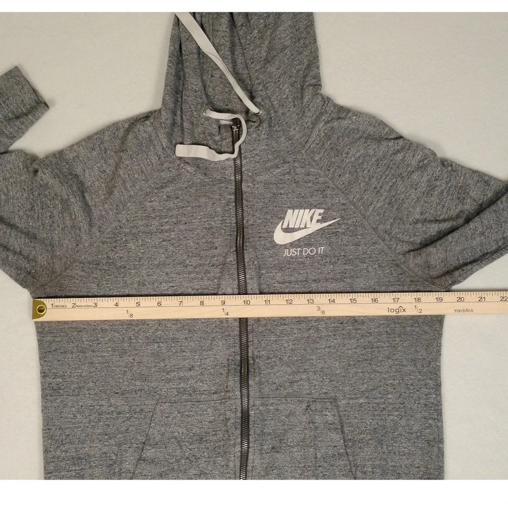 Nike Women Gym Vintage Full Zip Hoodie Heather Grey‎ Medium CJ1694-071